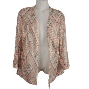 Alfred Dunner Open Front Cardigan Small Sparkle 3/4 Sleeve Sheer Lightweight